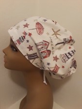 Beach Day Women's Euro/Chef Surgical Scrub Hat/Cap Handmade