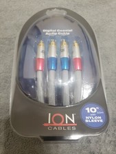 ION coaxial cables gold plated 10 feet with nylon sleeve copper 2 rca to 2 rca 
