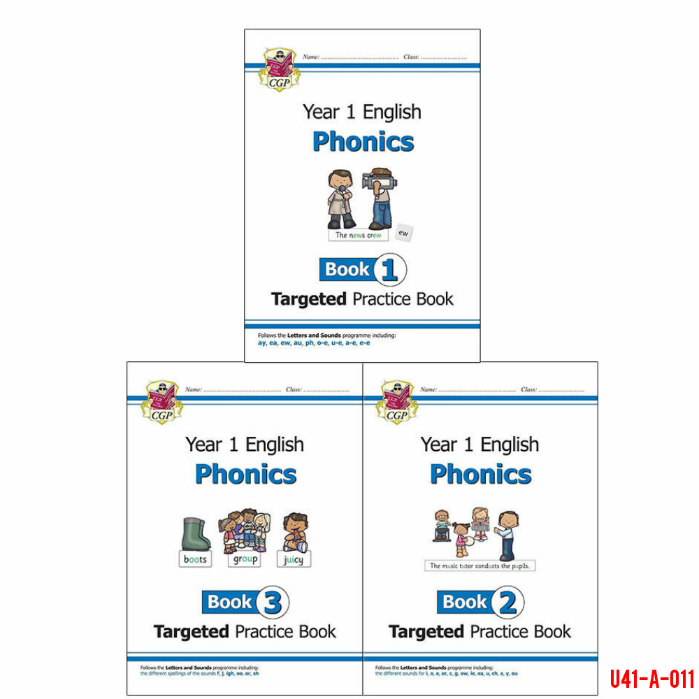 CGP collection KS1 English Targeted Practice Book Phonics 3 Books Set BRAND NEW