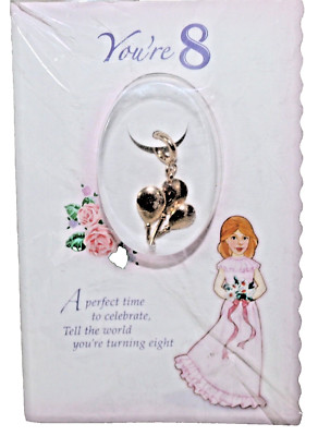Balloons Birthday Charm ~ You re 8 ~ Growing Up Girls Enesco Brand New 