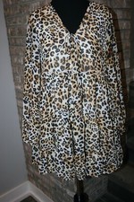 Altar'd State Womens Leopard Print Boho Long Sleeve Sheer Lined Dress SZ XS