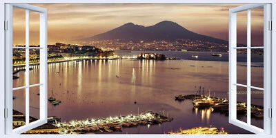 DANIELE ART ITALIA Quadro Stampa su Tela con Telaio in Legno Arredamento Finestra napoli vesuvio
