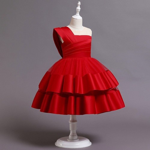 Kids Dresses Girls Asymmetrical Elegant Princess Dress Birthday Party Gown - Picture 10 of 30