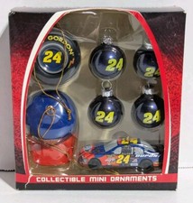 Jeff Gordon 24 Trevco 7 Piece NASCAR Mini Christmas Ornament Set NEW