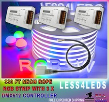 110V RGB DMX 512 up tp 330ft Neon Rope Flex RGB W Commercial Grade Led Strip