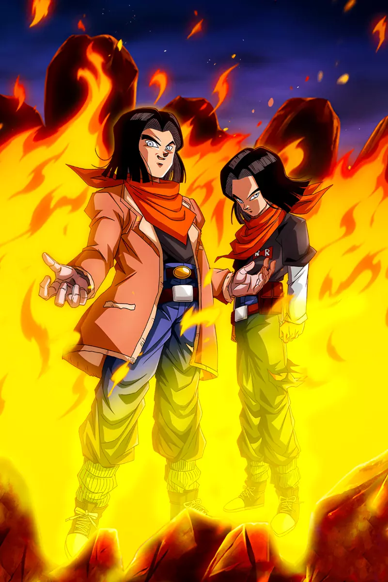 Dragon Ball Poster Android 17 with Logo 12in x 18in Free Shipping