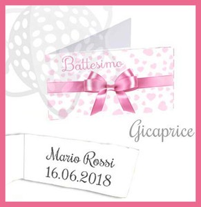 30 50 100 Bigliettini Battesimo Bambina Bomboniera Con Stampa Omaggio Ebay