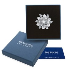 Spilla donna oro bianco Swarovski Elements originale G4Lov Perle Fiore Cristalli