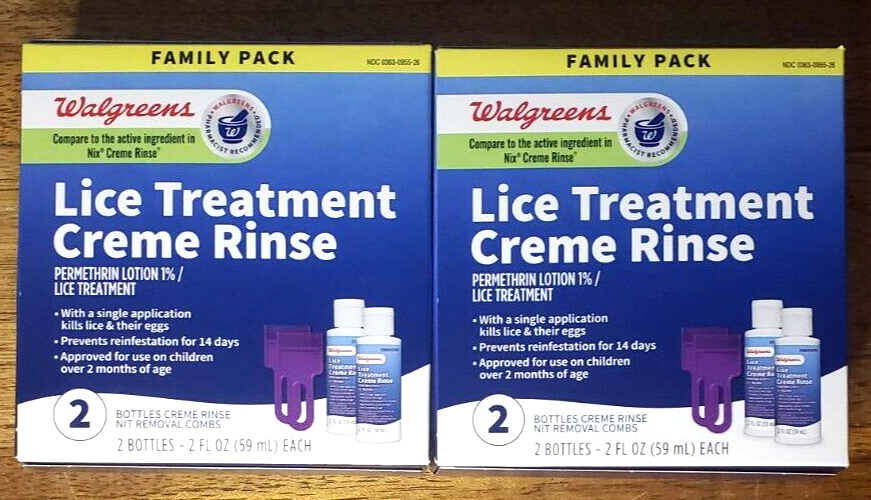 LOT OF 2 Walgreens Lice Treatment Creme Rinse Family 2 Pack 4oz Exp 03/2025 eBay