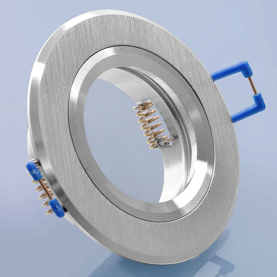 6x Einbaustrahler-Rahmen Set, Silber, Rund – Für GU10/MR16 Leuchtmittel, 65 Mm Bohrloch, Aus Aluminium