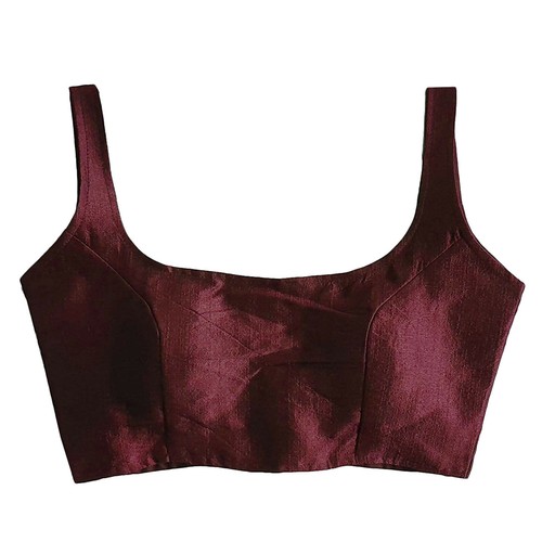 Blusa de seda Dupion para mujer cosida sin mangas hecha a mano blusa Lehenga Sari - Imagen 8 de 20