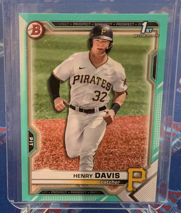 2021 Bowman Draft Henry Davis 1st Prospect Aqua Paper Parallel /199 Pirates BD48