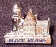 Block Island lighthouse pin, Southeast Light, silvertone plated, made in the USA