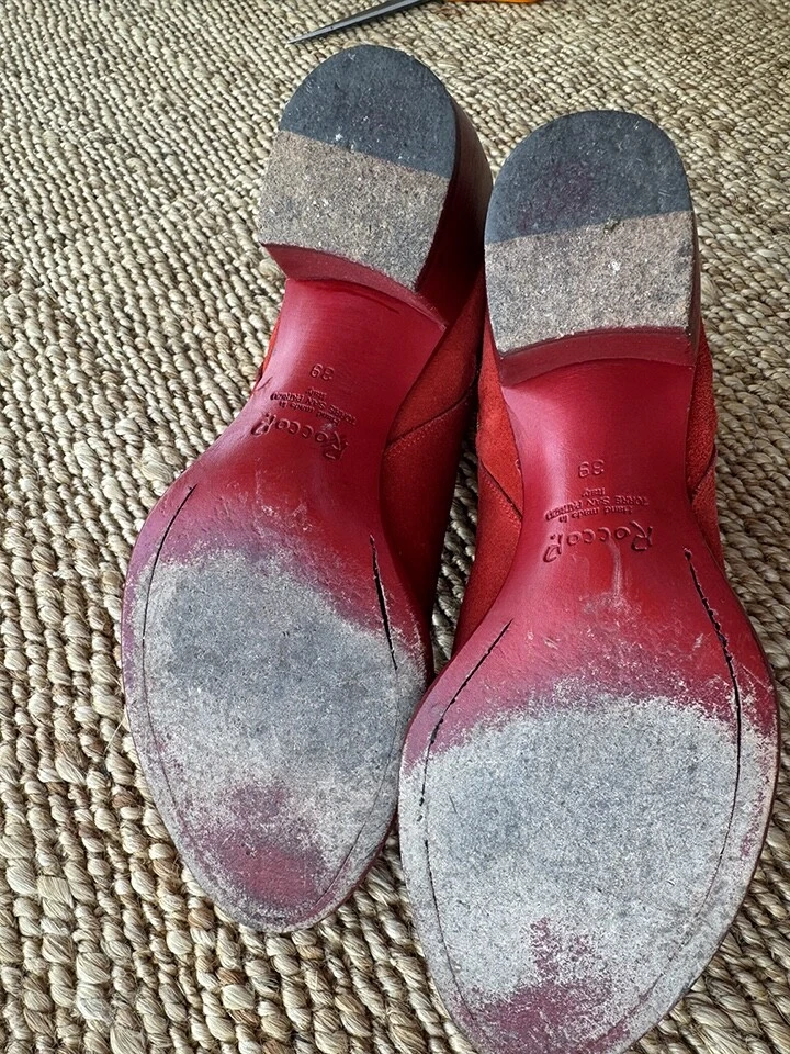 Suede Red boots Rocco P pre owned good MADE IN ITALY 39 - Image 3 of 4