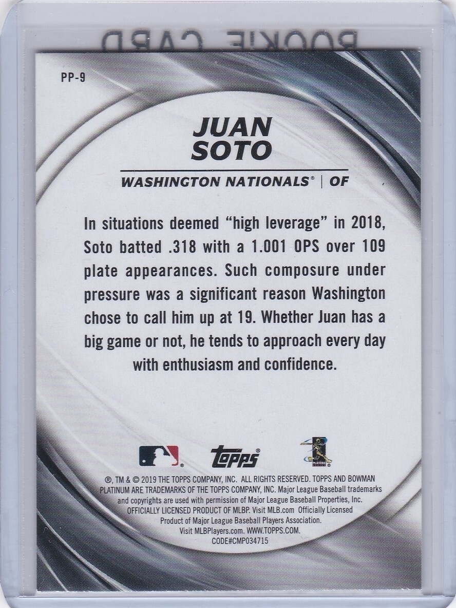 JUAN SOTO ROOKIE CARD Bowman Platinum Presence INSERT RC