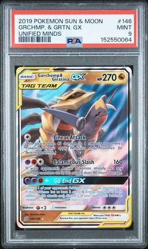Garchomp & Giratina GX (Secret) 247/236 Sm-Unified Minds Holo PSA 9