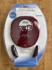 BRAND NEW Craig Portable CD Player w/ Headphones CD2808A Cherry Red SEALED