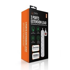 Gadz 3 Porta Extension Lead 3 Meter 1500 Watt