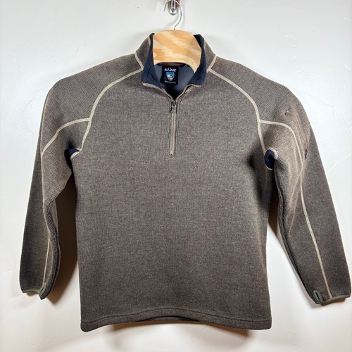 Kuhl Thor 1/4 Zip Fleece Pullover Men's Small Brown Wool Blend Outdoor Hiking - Picture 2 of 12