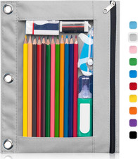 Pencil Pouch for 3 Ring Binder, Binder Pencil Case with Smooth Zipper, Clear Win