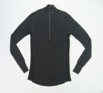 XL DEVOLD Mens Black LIGHTWEIGHT Wool Quarter-zip Knit Base Layer Sweater NORWAY