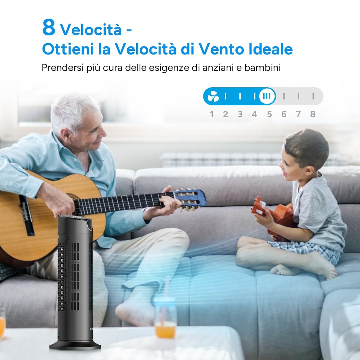 Ventilatore A Torre Dr.Prepare - 25dB Silenzioso, Telecomando, Timer 8h, Oscillante, Per Camera E Ufficio - Foto 11