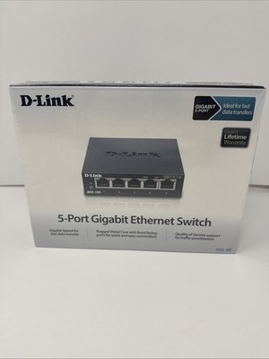 NEW D-Link 5 Port Switch DGS-105 Gigabit Unmanaged Metal Desktop Ethernet SEALED