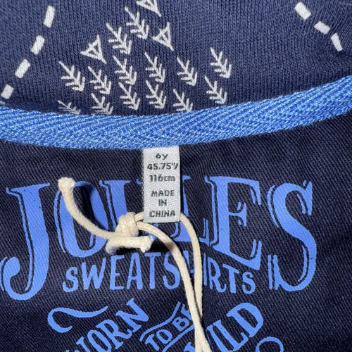 Joules Pullover Navy Treasure Map Sweatshirt Quarter Zip Boys Size 6 - Picture 3 of 4