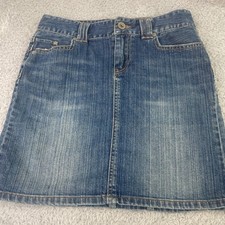 American Eagle Denim Mini Skirt Womens 4 Blue Medium Wash Embroidered Pockets