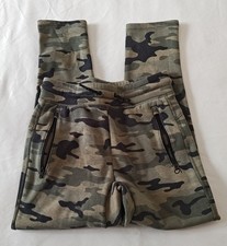 Gap Boys Size L Reg Fit Tech Fleece Lined Joggers Pants Green Camo Zip Pockets