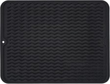 Silicone Dish Drying Mat, Non-Slip Easy Clean Sink Mat Large Heat-resistant Dish