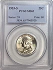 1953-S Washington Silver Quarter PCGS MS65