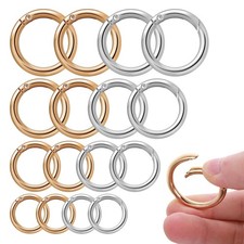 16 Pcs O Ring Clip Spring O Ring Clasp Round Mini Carabiner for Bag Purse Han...