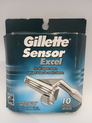 #ad Gillette Sensor Excel 10 Cartridge Blades Refills 2 Blade Face Neck $16.99