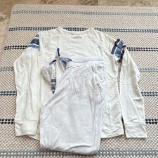 Vineyard Vines Kids Striped White Blue Knit Pajama Lounge Set Long Sleeve L/14