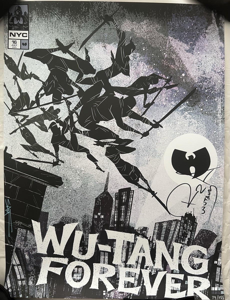 ミュージシャン "RAISE THE FLAG" WU-TANG CLAN FOREVER POSTER NYC MSG SIGNED RZA & SANFORD