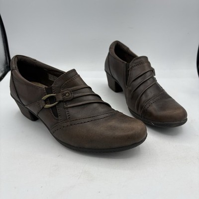 Earth Origins Shoes Womens Size 7.5 M Mavis Brown Slip On Block Heel Loafers