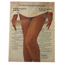 Sears Cling-alon Stocking Vintage Magazine Print Ad Thigh High Hosiery 1972