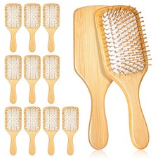 12-Pack Natural Hair Brushes for Scalp Massage & Detangling, Anti-Static Wood...