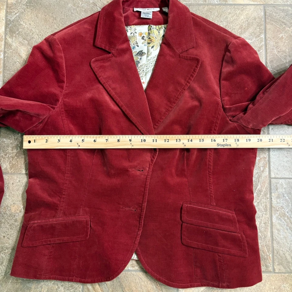 Blazer Nine West Pana Floral Forrado Ajustado Chaqueta Roja Talla 14 Foto 2 de 4