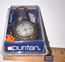 Puritan Carabiner Quartz Analog Watch White Dial Gold Tone Metal w/ Box