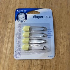 Gerber Novelty Diaper Pins Yellow New 2007 Set of 4 Baby