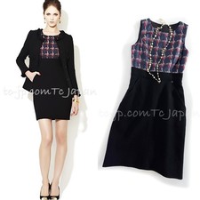 $3.2K CHANEL 08A Navy Red Silk Tops Black Dress Karl Lagerfeld 36 US4