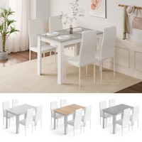 Mondeer 5PCS Dining Table Set Kitchen Dining Table and 4 Faux Feather Chairs