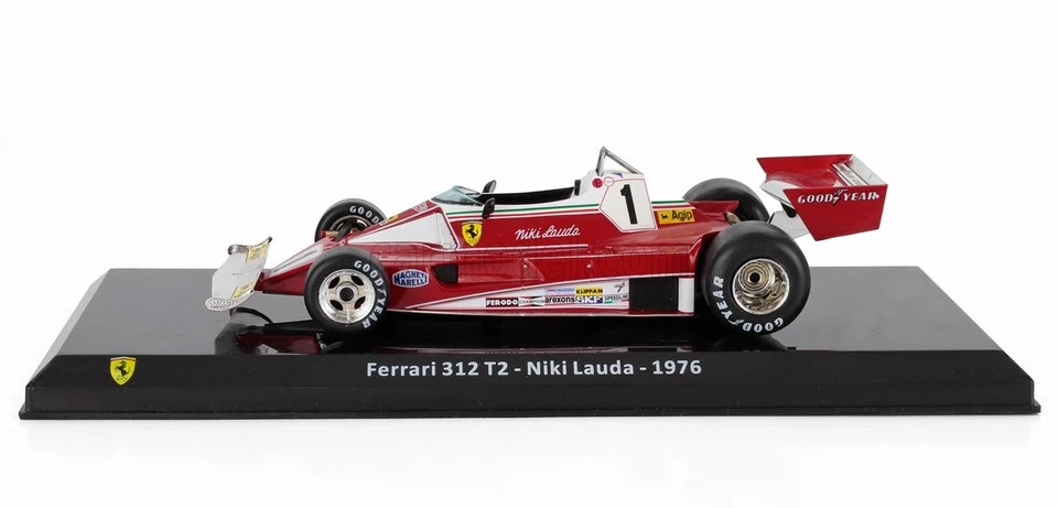 MODELLINO AUTO STATICO FERRARI F1 312T2 1976 NIKI LAUDA CON VETRINA SCALA 1/24 - Immagine 4 di 4