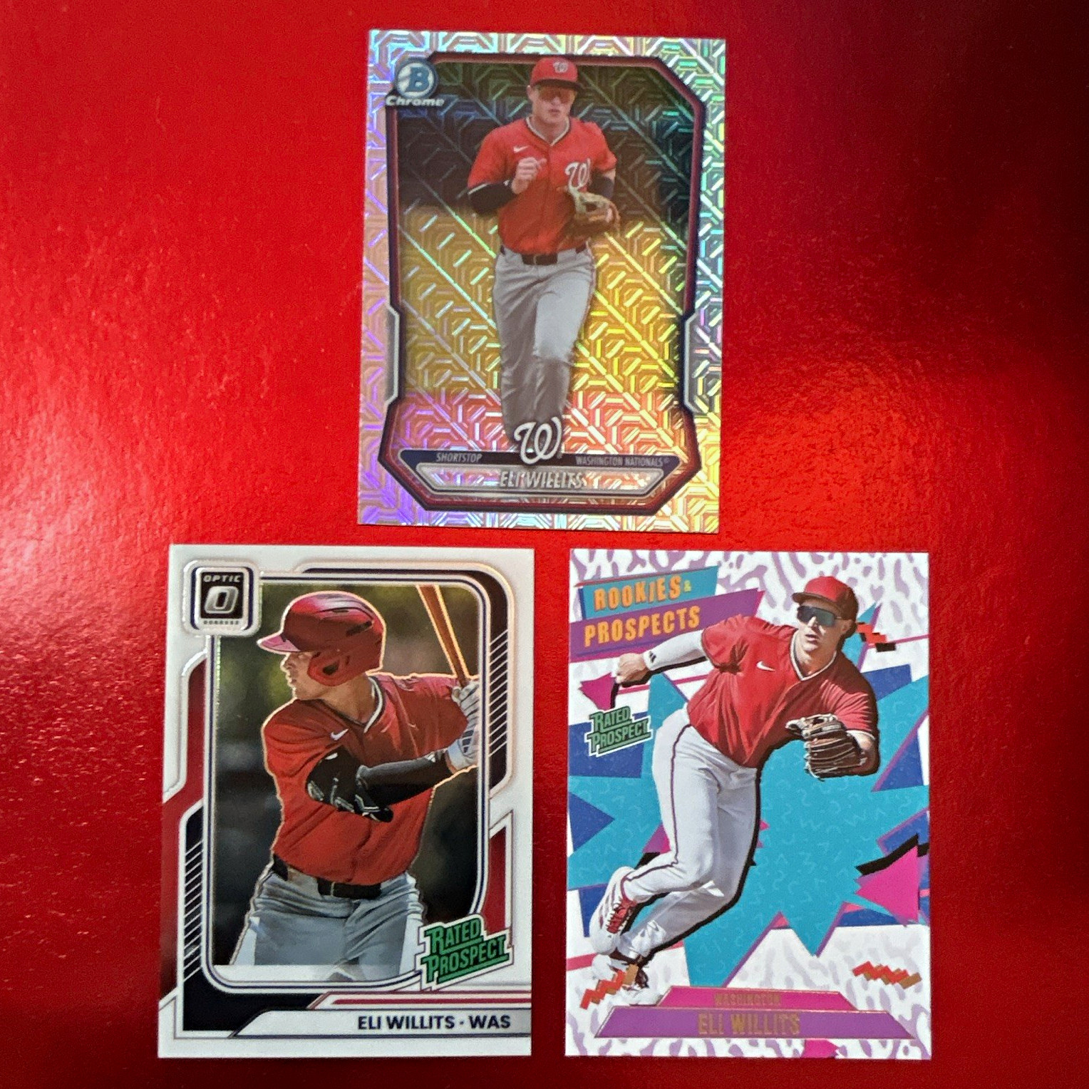Eli Willits 3-Card Lot Bowman Chrome Mojo Refractor+