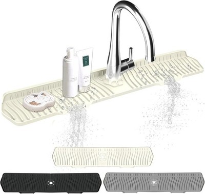 Kitchen Sink Splash Guard Gen2-30'' x 6'' Silicone Sink Mat Splash Guard fit for
