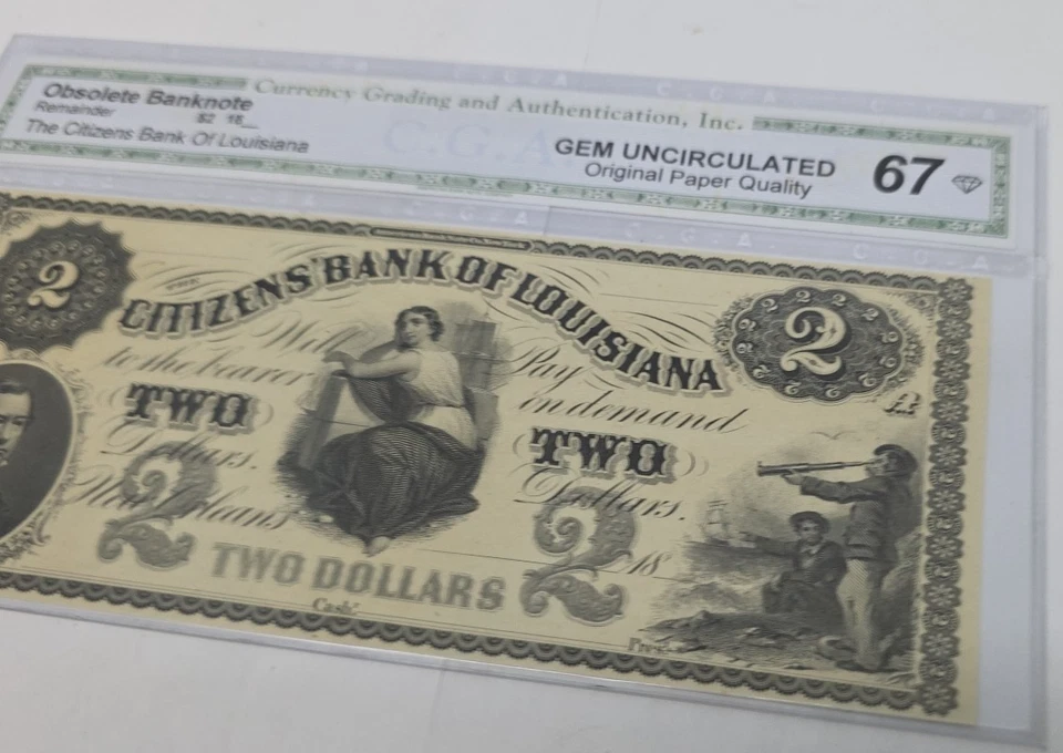 1800' $2 Dollar bill Grade 67 PMG NOLA CITIZENS BANK LOUISIANNA GEM UNCIRCULATED - Image 4 of 4