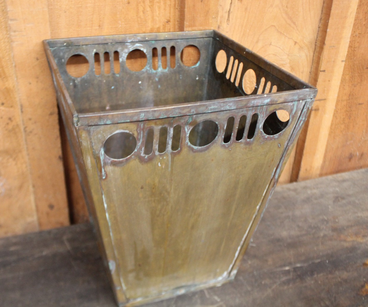 Antique Vintage ORIGINAL Mission Arts and Crafts Waste Trash Can Wastebasket