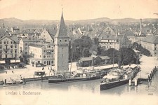 B265 Germany 1909 Lindau i Bodensee Steamboats vintage postcard